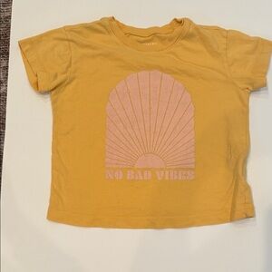 Vibrant Yellow Kids Tee with Pink Design